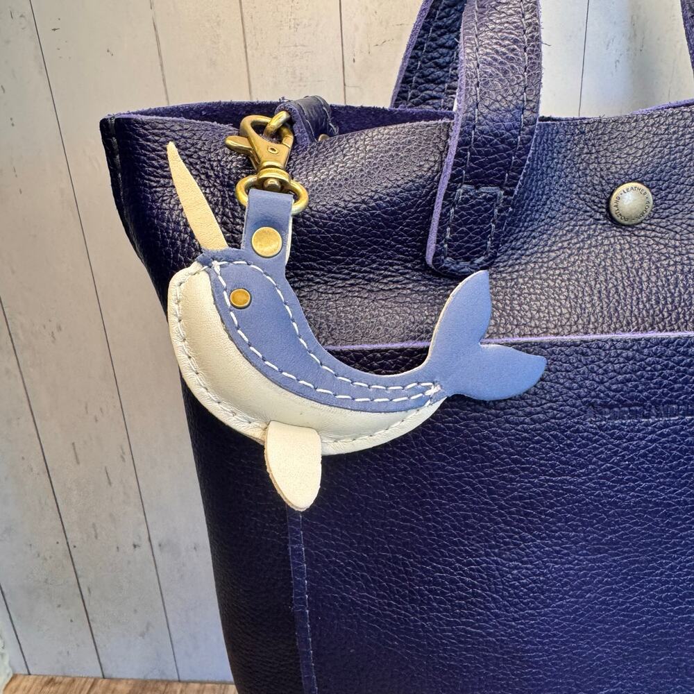 PORTLAND Leather Narwhal Purse Charm Whale Bag Charm NEW!  FAST SHIP